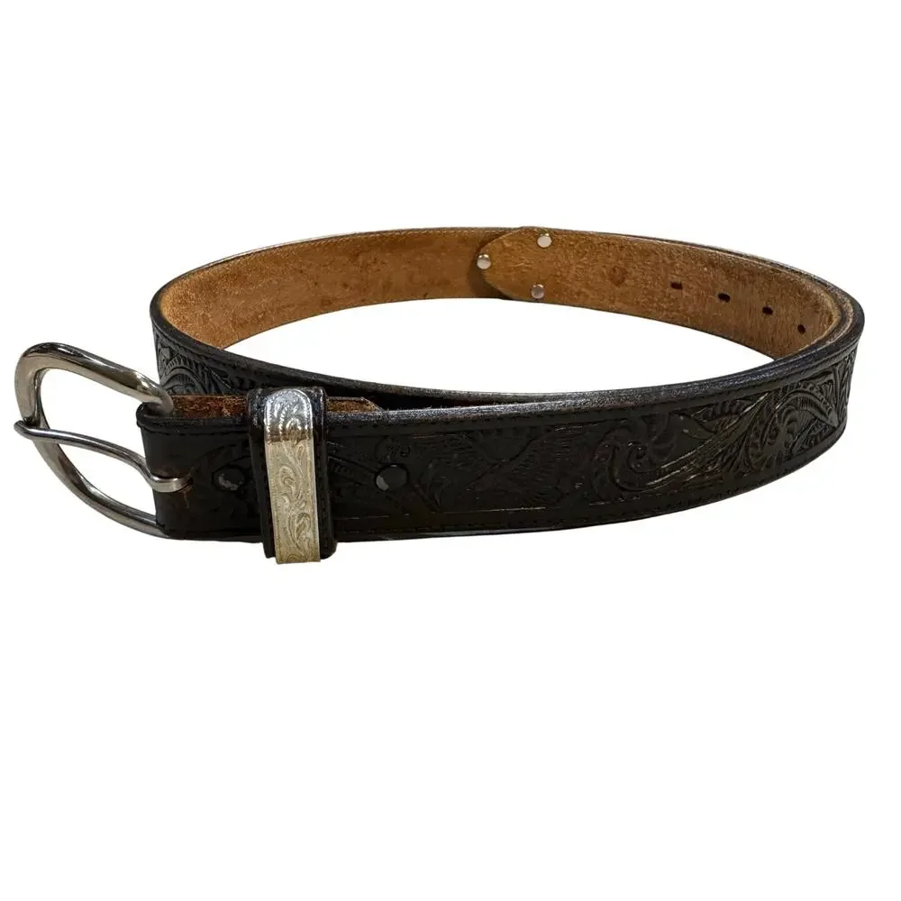 Vintage Brown Leather Belt - Men's 42 - Silver Creek Collection Made in USA